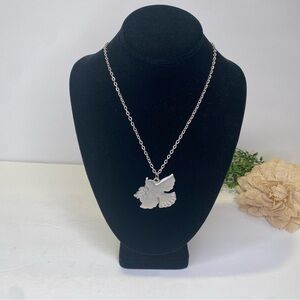 Vintage 60's Signed R. Tennesmed Sweden Modernist Pewter Peace Dove 24" Necklace